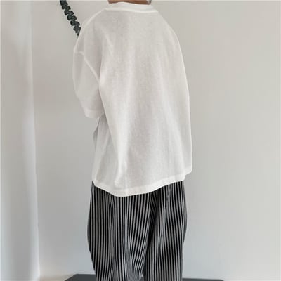 韓系特色斜拼釦上衣8