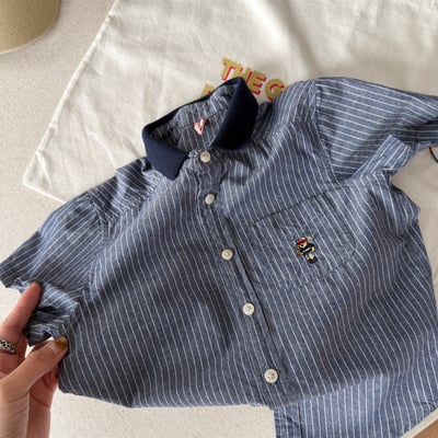 韓系棒球小熊跳色領襯衫8