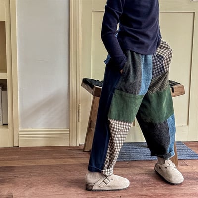 復古拼花布特色中性哈倫長褲(自留款)17