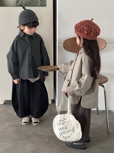 森系復古簡約開衩襯衫外套（自留款)5