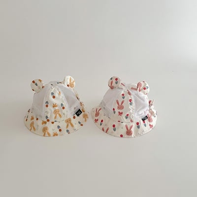 夏季兔子網眼透氣寶寶盆帽2