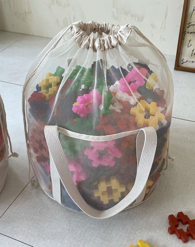 韓系網眼抽繩束口玩具收納袋12