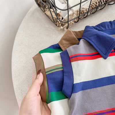 韓系刺繡小熊寬條紋有領上衣9