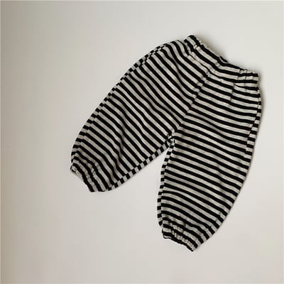 日系條紋縮口棉褲2