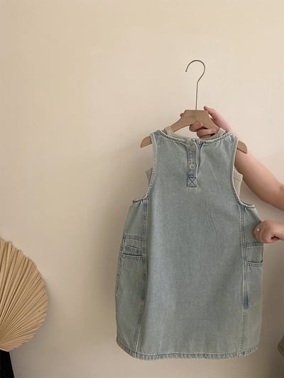 韓系牛仔花苞兩件套洋裝12