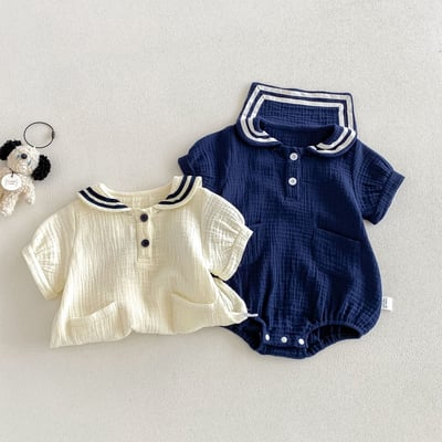 海軍風棉紗包屁衣1