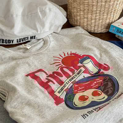 推 ♡ 美式毛捲邊落肩T9