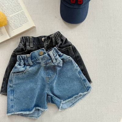 經典簡約下擺抽鬚牛仔五分褲1