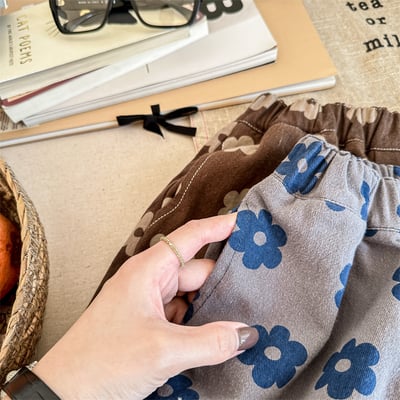 日系花朵寬鬆長褲5