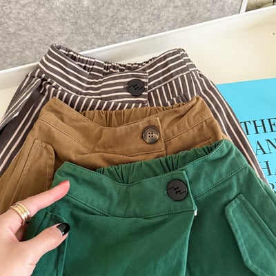 推 ♡ 韓系水洗棉刺繡工裝褲4