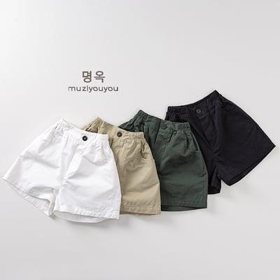 日系簡約後鬆緊五分褲8