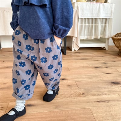 日系花朵寬鬆長褲24