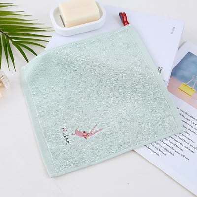 純棉小刺繡方巾/擦手巾10