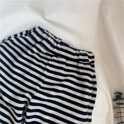 日系條紋縮口棉褲4