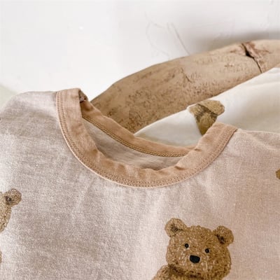 韓系滿版泰迪熊滾邊套裝6