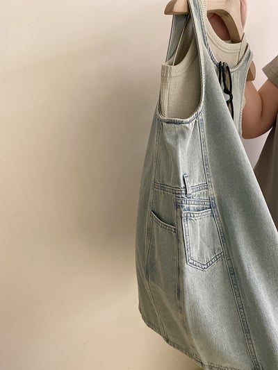 韓系牛仔花苞兩件套洋裝13