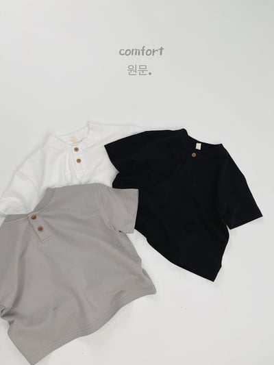 韓系短領雙釦素色上衣2