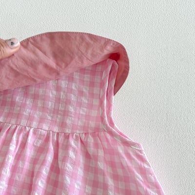 推 ♡ 可愛西瓜領格子姊妹裝7