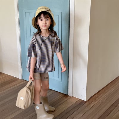 小圖條紋抓皺肩上衣17