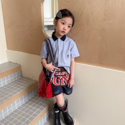 韓系棒球小熊跳色領襯衫15