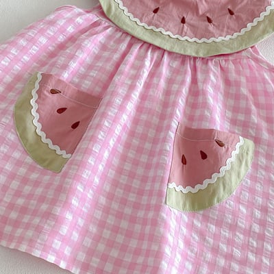 推 ♡ 可愛西瓜領格子姊妹裝6