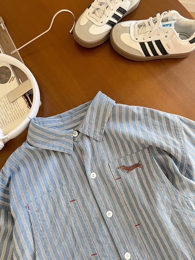 日韓系質感條紋臘腸狗襯衫(自留款)3