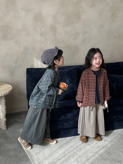 日系格子抽繩襯衫外套19