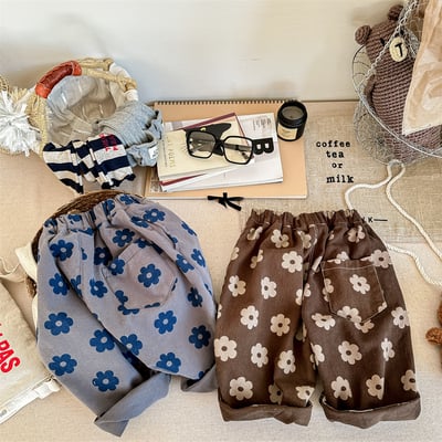 日系花朵寬鬆長褲1