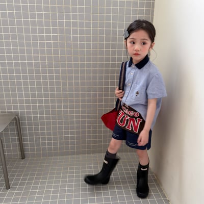 韓系棒球小熊跳色領襯衫18