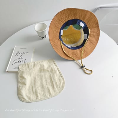 韓風撞色速乾防潑水遮陽漁夫帽(可拆遮脖子)3