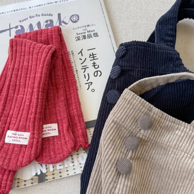 推 ♡ 韓系冬季條絨吊帶褲5