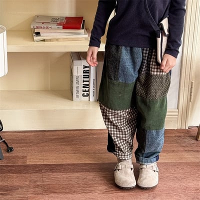 復古拼花布特色中性哈倫長褲(自留款)14