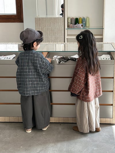 日系格子抽繩襯衫外套16