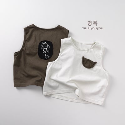 日系棉質貼布插畫無袖背心2