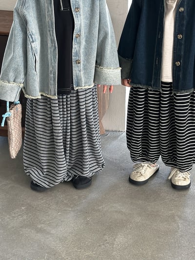 日系條紋蘿蔔寬褲12