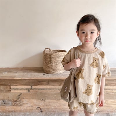 韓系滿版泰迪熊滾邊套裝14