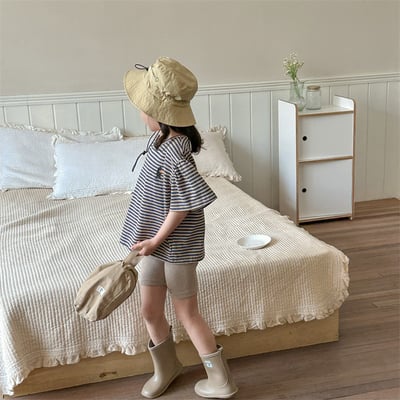 小圖條紋抓皺肩上衣15