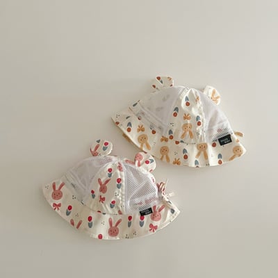 夏季兔子網眼透氣寶寶盆帽1