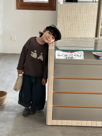 日系大白鴨鴨條紋薄上衣4