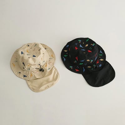 速乾刺繡恐龍遮陽漁夫帽(可遮脖子)5