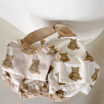 韓系滿版泰迪熊滾邊套裝1