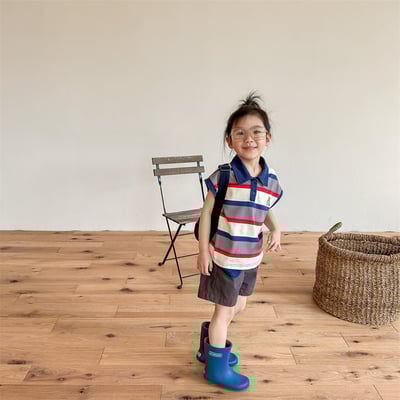 韓系刺繡小熊寬條紋有領上衣17