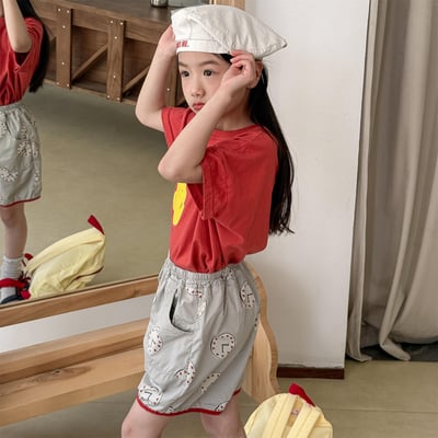 韓系童趣滿版塗鴉布短褲23