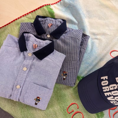 韓系棒球小熊跳色領襯衫1