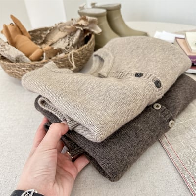 韓系簡約素色針織開衫2