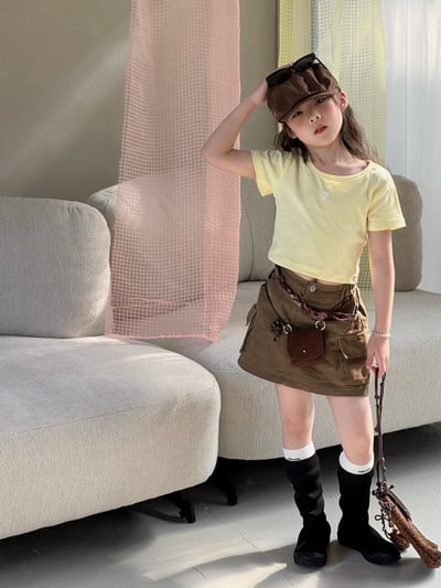韓系街頭工裝A字短裙5