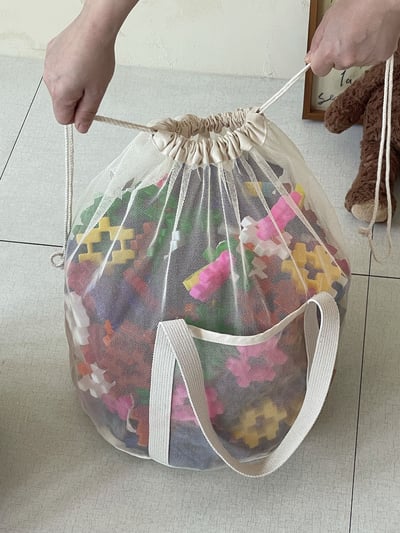 韓系網眼抽繩束口玩具收納袋10