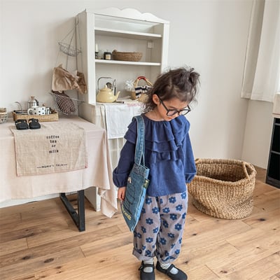 日系花朵寬鬆長褲22