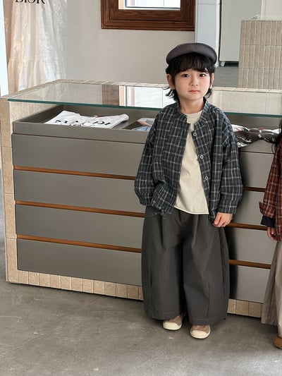 日系格子抽繩襯衫外套3