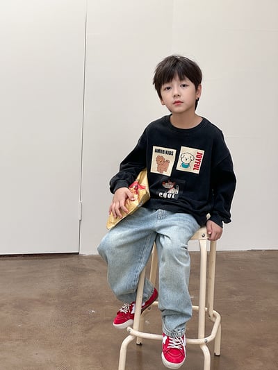 復古束口刷色狗狗上衣6